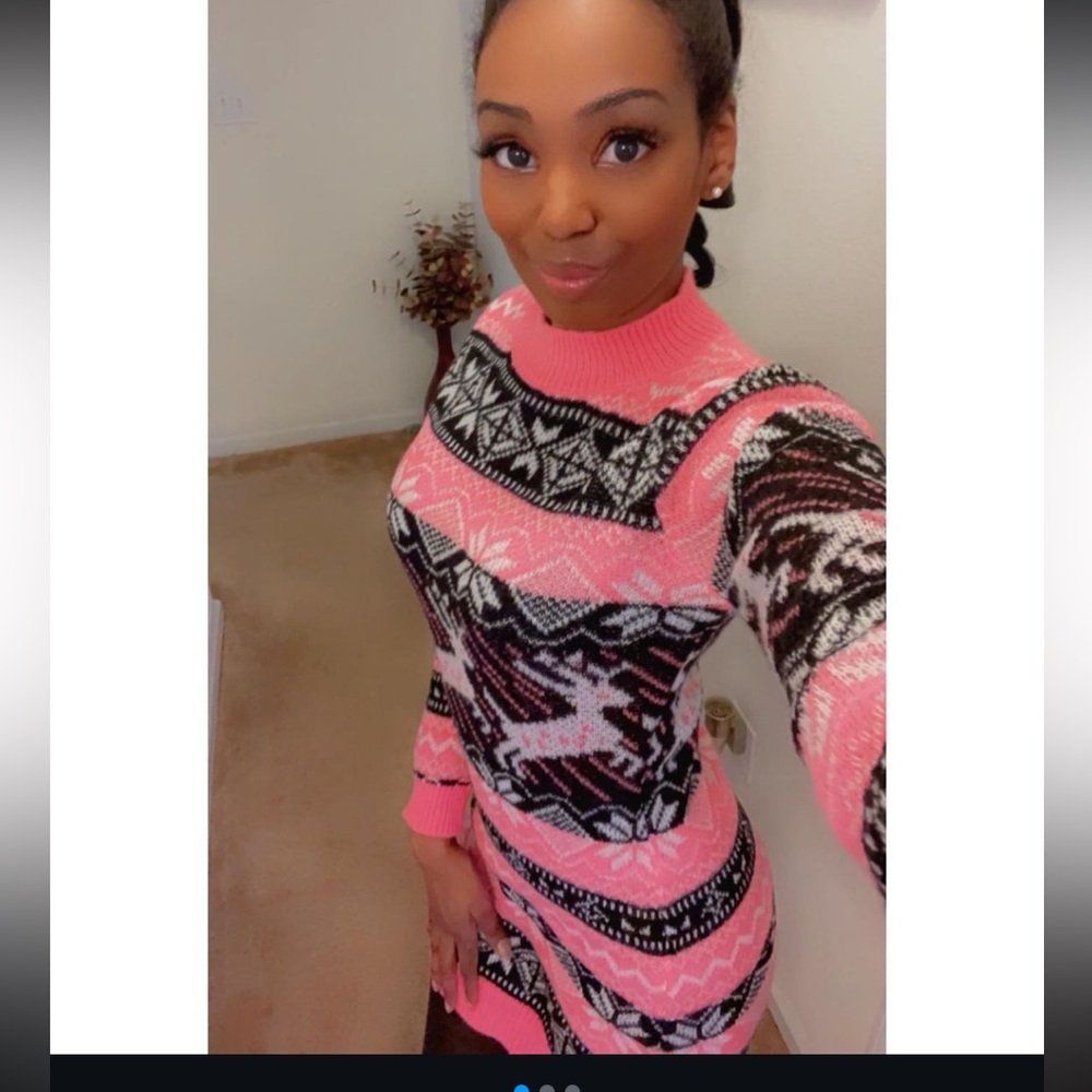 Pink holiday sweater dress